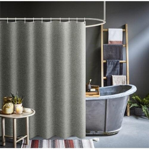 Thickened Imitation Linen Shower Curtains Solid Hotel High Quality Waterproof Bathroom Curtain For Hotel & Home 1Pc New