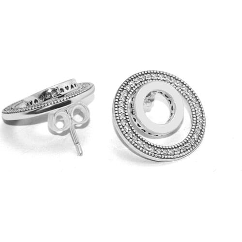 100% Sterling-Silver-Jewelry Forever Signature Stud Earring 100% 925 Silver Jewelry for Women Free Shipping