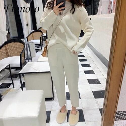 Fionoto Two-piece knitted sets sweater women 2020 autumn new fashion loose pullover sweater casual all-match suit female CF2244