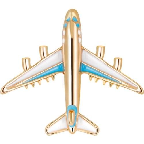 OneckOha Gold Plane Brooches Zinc Alloy Blue Red Plane Pin Hot Selling Jewelry Brooch Pin
