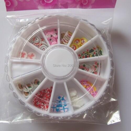 1PC 3D 12 Christmas Designs of Polymer Clay Slices Decoration in wheel