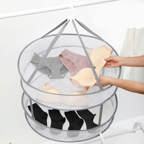 Multilayer Hanging Drying Basket Socks Underwear Drying Net Windproof Laundry Dryer Mesh Basket Clothes Bra Rack Basket 1 Piece