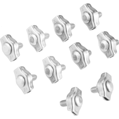 10Pcs 2mm Stainless Steel Simplex Wire Rope Clip Fixing M2 Cable Clamps Caliper For Heavy-duty Rigging Rope