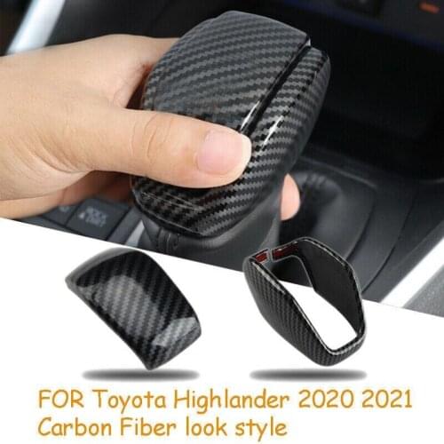 2 Pcs ABS Carbon Fiber Style Car Gear Shift Head Knob Cover Trim Oyota Highlander 2020 2021 Car Styling Accessories