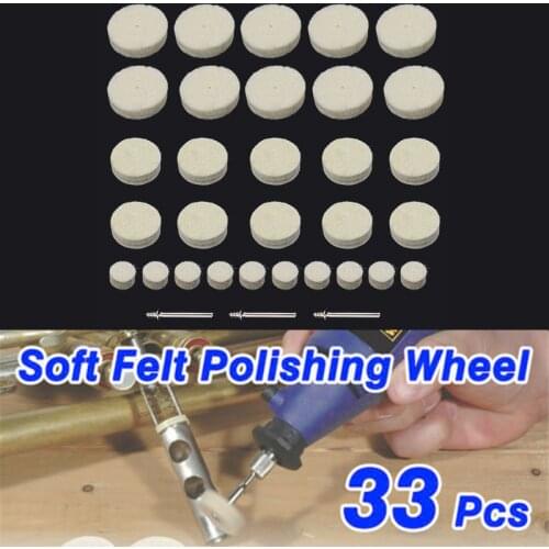 33PCS Soft Felt Polishing Buffing Wheel Mop Pad Compound Rotary Tool