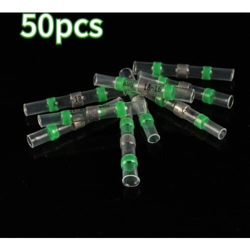 5/50pcs Insulation Solder Seal Wire Connector Heat Shrink Crimp Terminals Waterproof Butt Electrical Connectors Terminal Kit