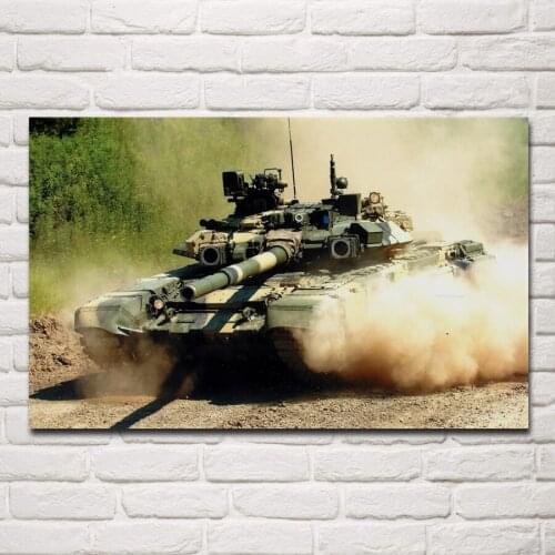 Military T-90 tank living room decoration home wall art decor wood frame fabric posters KF872