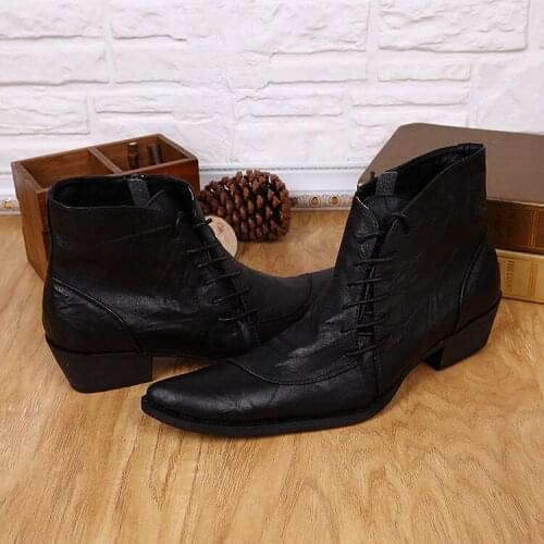 British style winter square toe bota masculina military boots lace up punk shoes chelsea boots flats high top large sizes 2018