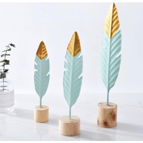 Nordic Style Iron Feather Decorative Crafts Living Room Decor Desk Ornaments Office Home Decoration Accessories Christmas Gifts