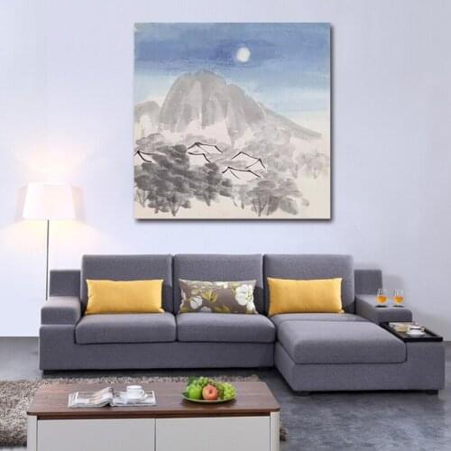 DIY colorings pictures by numbers with Qi baishi moon quiet time picture drawing Relief painting by numbers framed Home