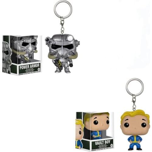 FUNKO Fallout Vault Boy & Power Armor Pocket Keychain Vinyl Action Figures Collection Model Toys For Children Christmas Gift