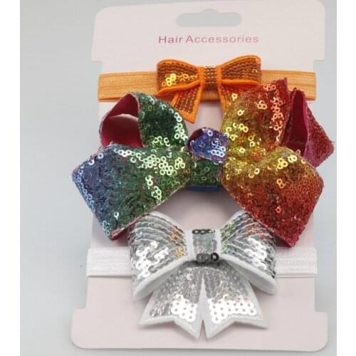 2019 New Baby Girl Boy Elastic Sequin Bowknot Headband Children Skinny Stretchy Bows Elastic Hair Band Accessories Para Cabelo