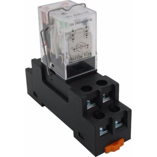 Taiss/AC 12V Coil Electromagnetic Power Relay 10A 2DPT 8 Pins 2NO+2NC LY2NJ with YJTF08A-E Socket Base YJ2N-LY