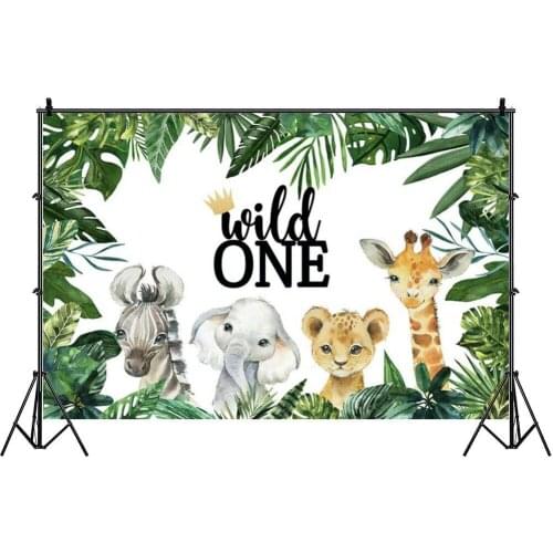 Safari Jungle Animal Wild One Photo Backdrop Party Kids Baby Shower Photography Background Booth Studio Prop Decoration
