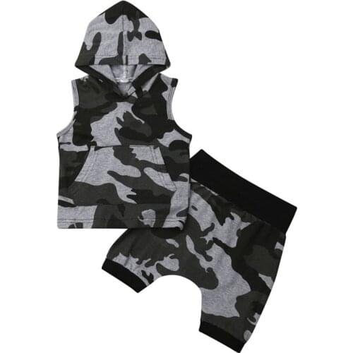 Toddler Boy Clothes New Toddler Kids Baby Boys Tops T-shirt Camo Hip-Hop Pants 2PCS Outfits Clothes Cotton O-neck Sleeveless