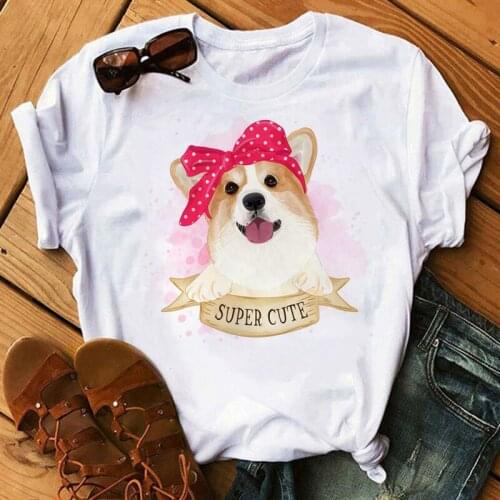 Super Cute Kawaii Cartoon Dog Print T Shirt New Women T Shirt Casual Short Sleeve Tops Tee Female Summer Tshirt Harajuku T-shirt