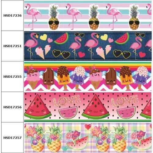 HSDCraft Spring Flower Flower Ice cream Printed Grosgrain/Satin Ribbon for DIY Sewing Hairbow Accessories Decoration 38MM 10Yard