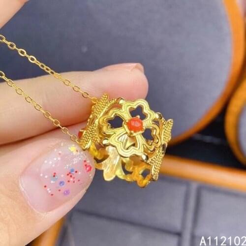 KJJEAXCMY fine Jewelry 925 Sterling Silver Natural red coral Girl luxury gemstone Pendant Necklace Support Test Chinese style