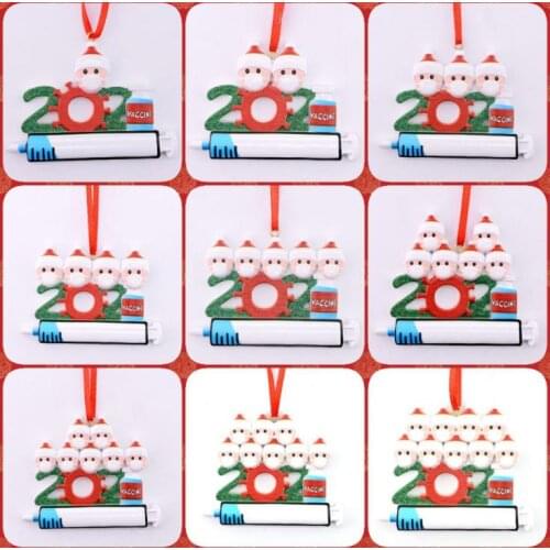 Quarantine Christmas Decor Personalized DIY Hanging Ornament with rope Plastic Santa Claus Pendant Social Distancing Party SN