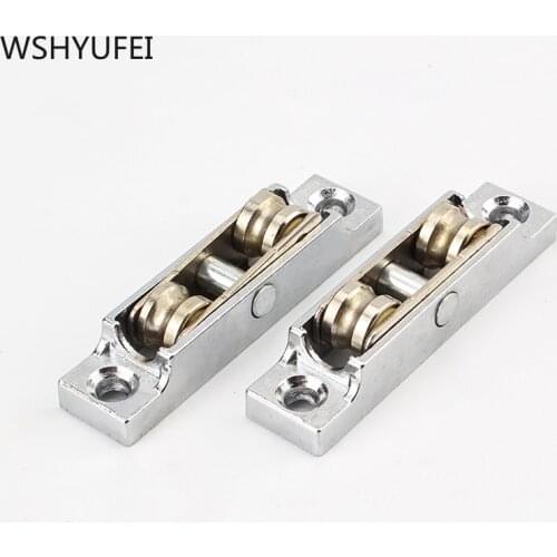 4 pcs Zinc alloy sliding window door wheels rollers Heavy Mute window Sliding Door Bearing Double Rollers Groove wheel Hardware