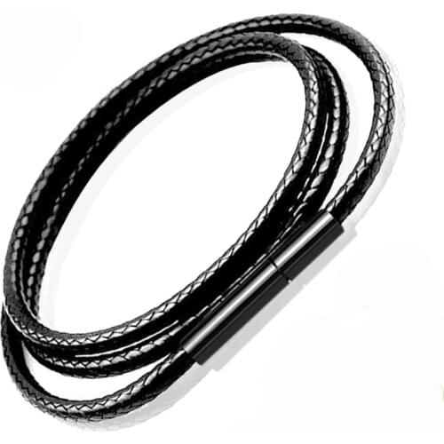 1mm 2mm 3mm Korean Round Waxed Cord Necklace Rope Leather Cord Thread Stainless Steel Clasp Jewelry Making String for Pendant