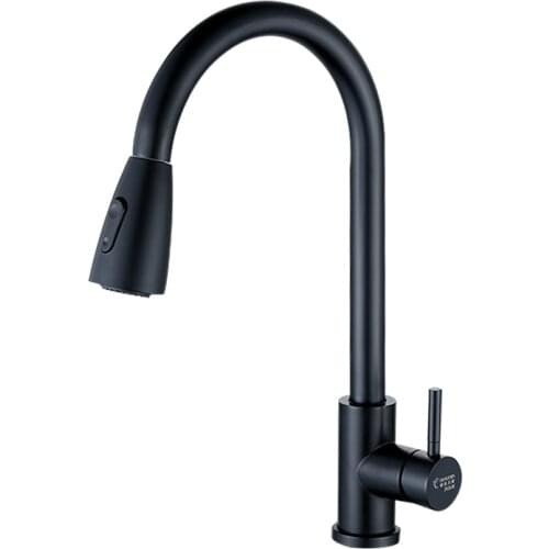 Kitchen toilet pull type tap splash proof head cold and hot household sink stainless steel swivel