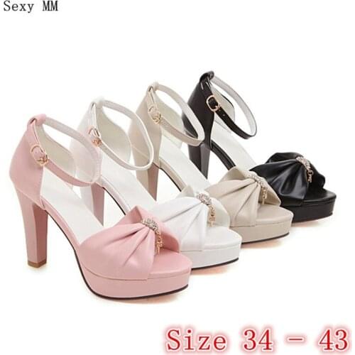 Summer Pumps Women High Heels Party Wedding Shoes Platform Gladiator Sandals Woman High Heel Shoes Plus Size 34- 40 41 42 43