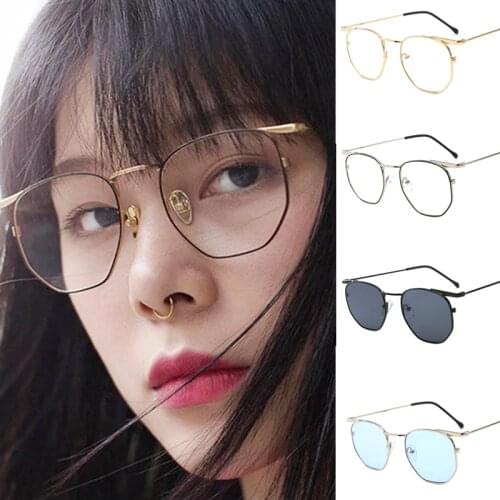 Metal Polygonal Anti-blue Glasses Anti Blue Light Women Men Optical Clear Lens Eyeglasses Spectacles Unisex Eyewear