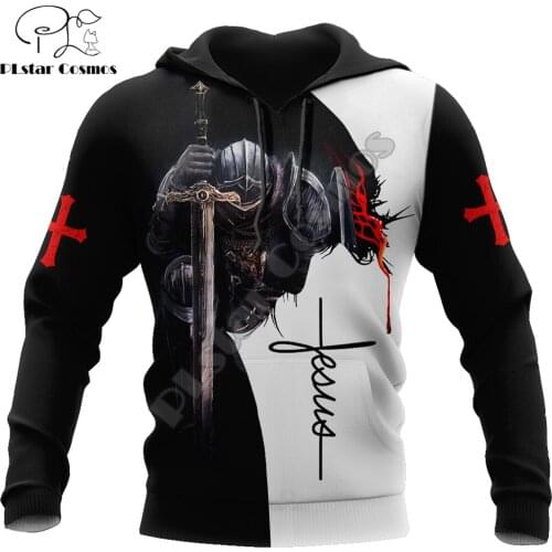 Knights Templar Jesus 3D All Over Printed Mens Autumn Hoodie Sweatshirt Unisex Streetwear Casual Zip Jacket Pullover KJ641