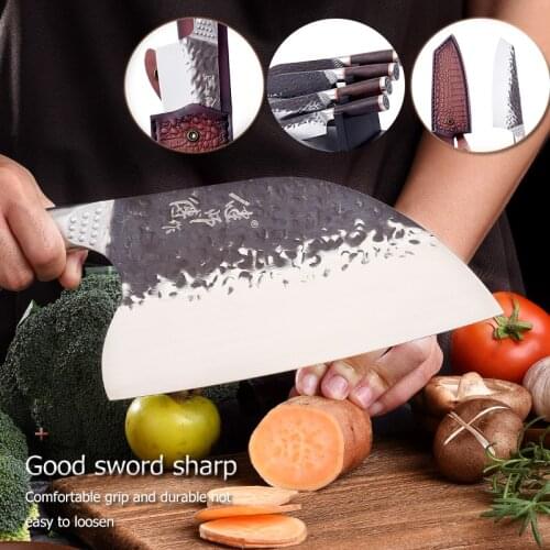 GZV Stainless Steel Kitchen Knive Sets Meat Cleaver Chef Knives Set Non-Stick Blade Non-slip Effort-Saving Handle Cooking Cutter