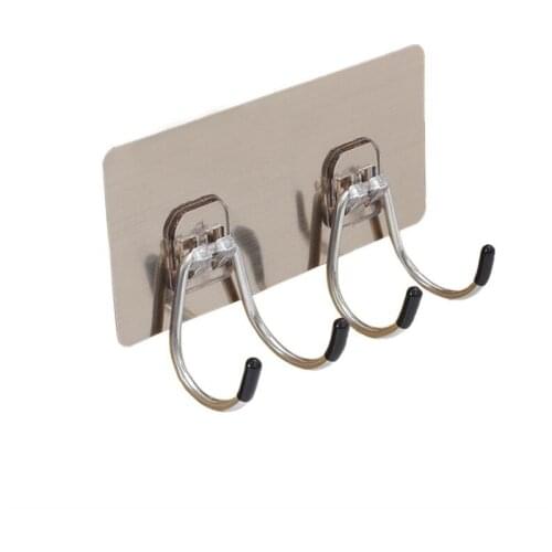 Bathroom Stainless Steel Wall Hook Suction Cup Double Hooks Wall Door Hook Key Holder Rack Towel Hanger