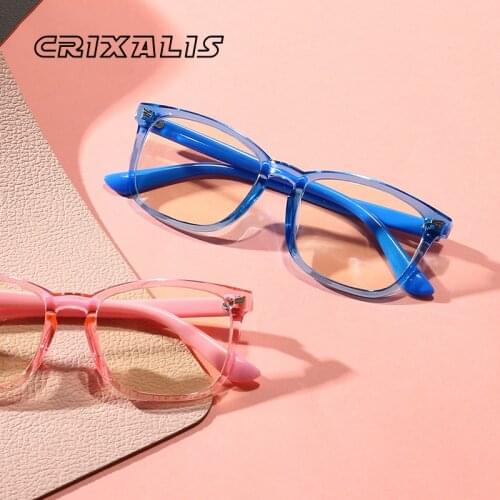Anti Blue Light Blocking Fashion Optical Glasses Kids Square TR90 Flexible Frame Computer Eyeglasses Childrens Boy Girl UV400