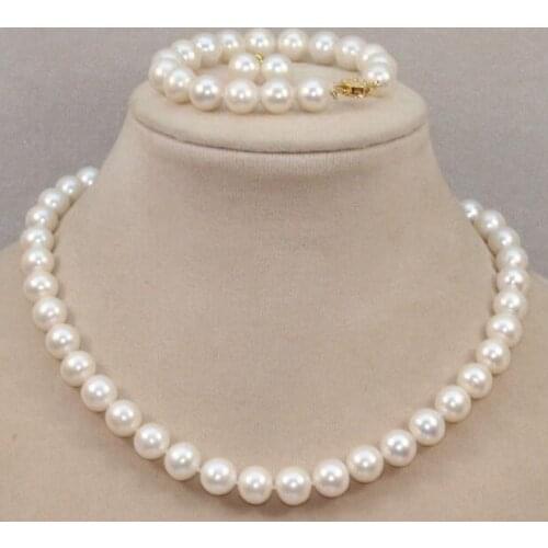 Jewelry Pearl Set A SET natural cultured fresh water pearl 8-9mm white black pink necklace 18 "