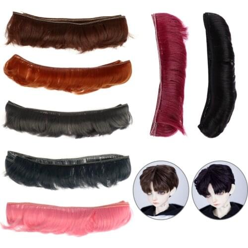 For SD 5CM Doll fringe hair black falxen blown khaki DIY wigs handmade Short Curly doll bang wigs tress Doll Accessories