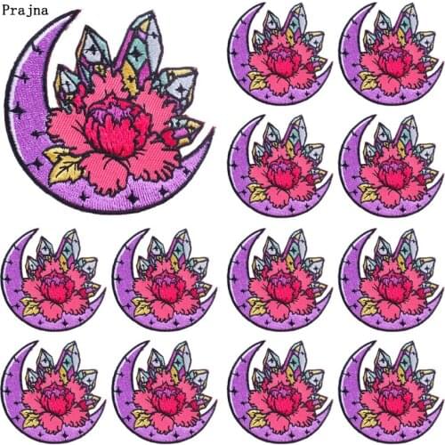 Prajna 10 PCS Crystal flower Applique Embroidered Patches On Clothes Iron On Cartoon Patch Flower Patches For Clothing Sticker