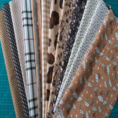 Pretty 12 Brown Colors 23x24cm 100% Cotton Cotton Fabric Bundle For DIY Fabric Sewing
