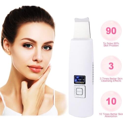 Professional Ultrasonic Facial Skin Scrubber Ion Deep Face Cleaning Peeling Rechargeable Skin Care Device Beauty Instrument