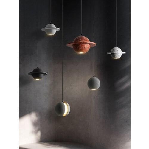 Industrial Creative Planet Pendant Lights for Living Room Decoration Resin Moon Lamp Home Decor Restaurant Bedside Dining Room