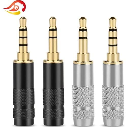 QYFANG 3.5mm 3/4 Poles Earphone Plug Straight Audio Jack Headphone 6.0mm Stereo Adapter Gold Plated Male Solder Line Connector