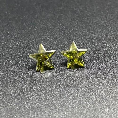 Size 3x3mm~10x10mm 5A Quality Star Shape Olive Green Cubic Zirconia Stone Star Cut CZ Gems For DIY Jewelry Free Shipping