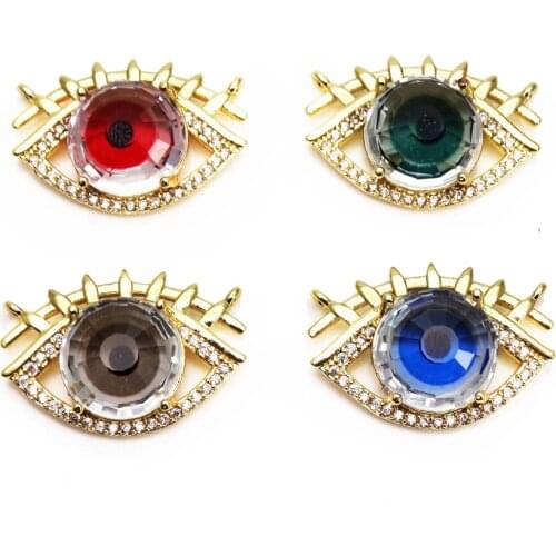 Multi-colored glass Magic eye pendant Phoenix eye charms micro zircon gold plated DIY neck catenary necklace accessories