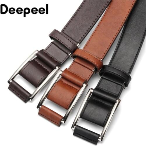 Deepeel 1pc 3.6*100-135cm Mens PU Leather Belt Without Holes Smooth Waistband Male Designer Belts Mens Business Accessories