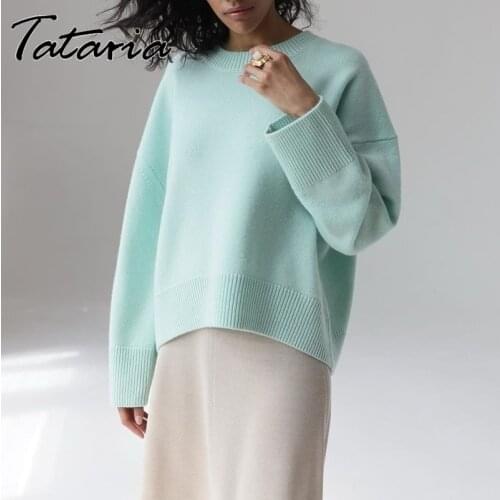 Pink Sweater Women 2021 Spring Solid O Neck Pullover Cute Sweaters Yeloow Korean Style Knitted Long Sleeve Jumpers Casual Tops
