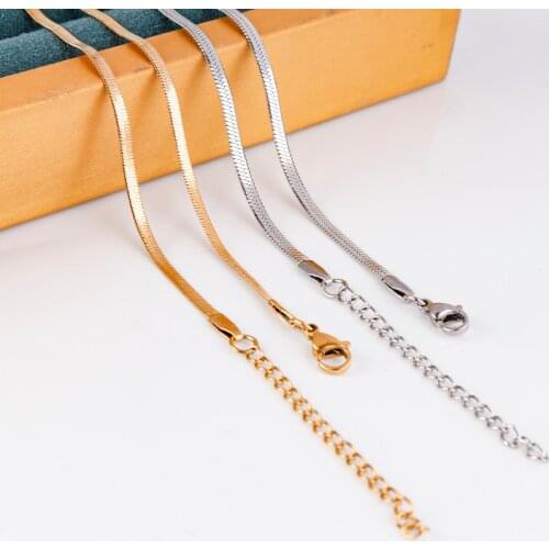 SAUVOO Stainless Steel Textured Snake Curb Chains Embossing 2.5/3mm Gold Flat Cuban Link Chain for DIY Jewelry Making Supplies