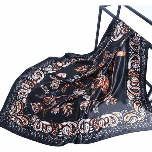 Silk Scarf Women Luxury Brand Square 90*90cm Hoofd Sjaal Foulard Bandanna Shawl Satin Silk Hijab Head/hair scarves