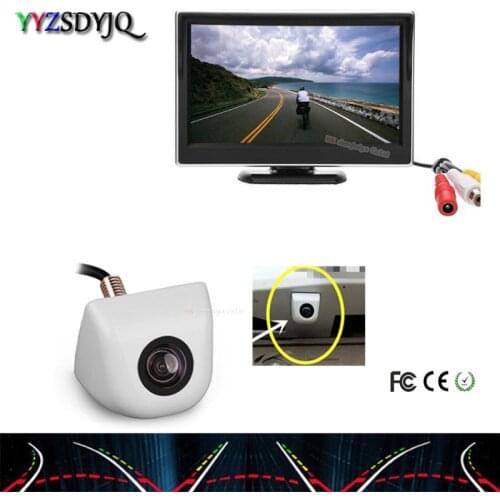 5" TFT LCD Monitor Car Rear View System Parktronic cam Intelligent dynamic Moving parking line Backup Reverse Camera Kit white
