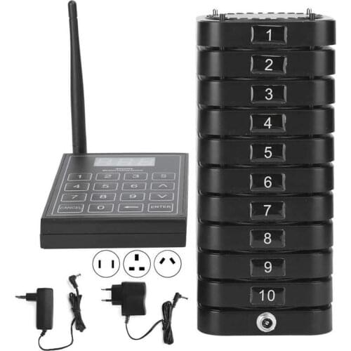 SU-669S Pager 1 to 10 Meal Puller Queue Wireless Calling System Receiver for Restaurant 110-240V