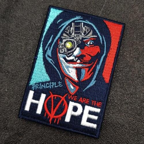 V for Vendetta We Are The Hope Embroidery Patch Tactical Night Vision Luminous Identification Armband For Clothes Backpack Decor