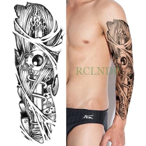 Waterproof Temporary Tattoo Sticker Mechanical full arm fake tatto mens body art flash tatoo sleeve large size