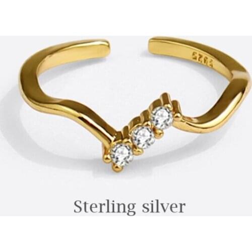 Sole Memory Shiny Zircon Geometric Personality Cute 925 Sterling Silver Female Resizable Opening Rings SRI903